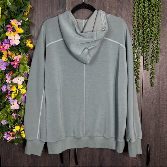-Athleta Sage Green Hooded Pullover Sweater Size Large - Picture 12 of 15